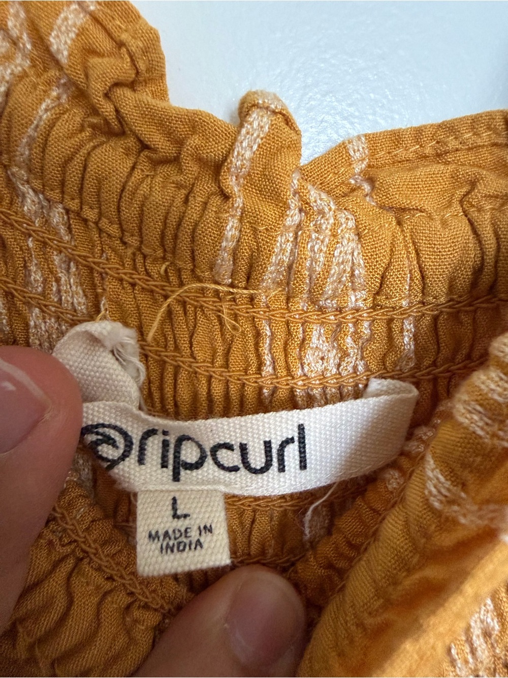 Rip Curl Yellow Smocked Tie-Waist Jumpsuit Large - Picture 3 of 5
